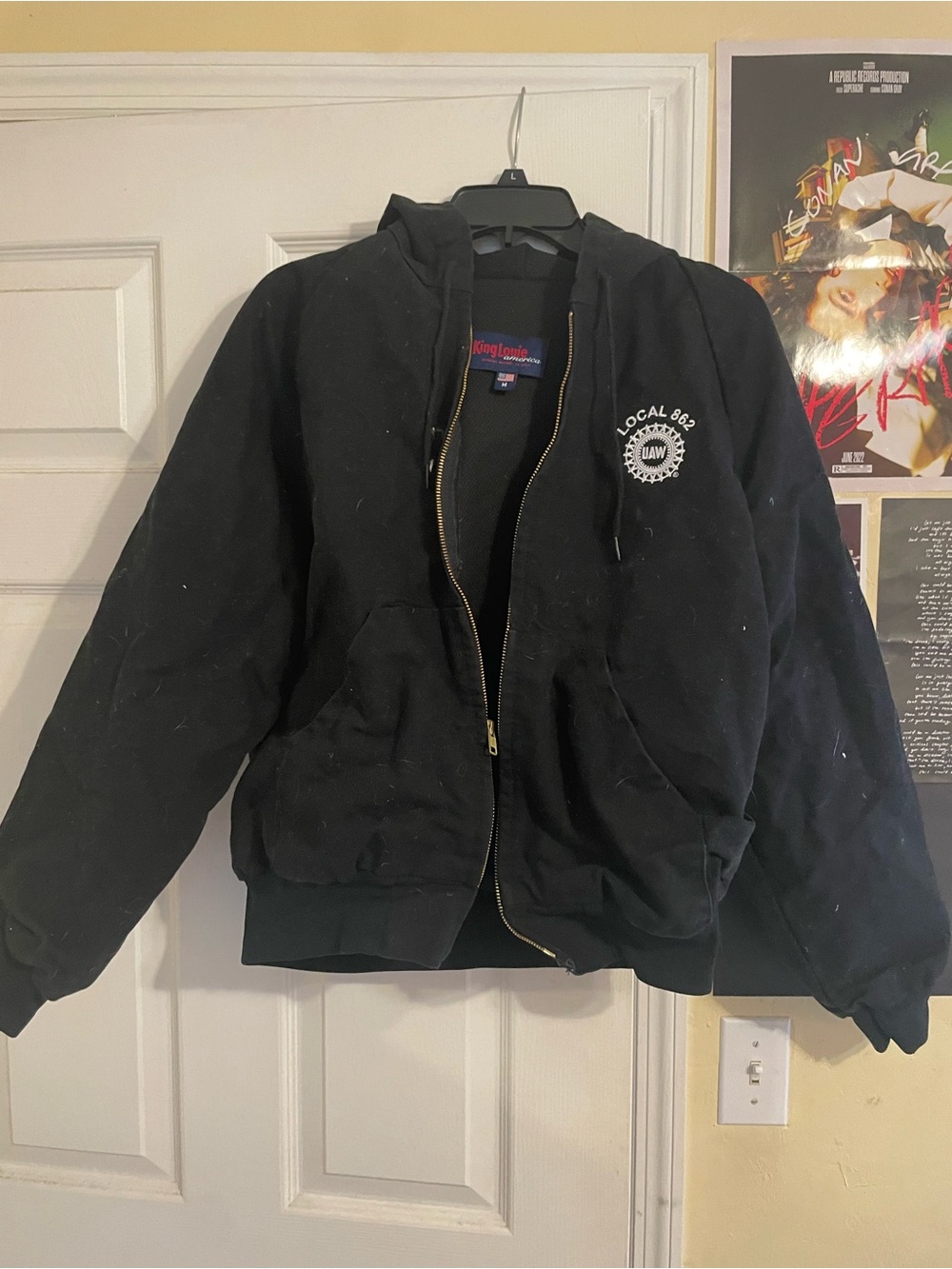 Black Hooded Work Jacket - Local 882 Logo